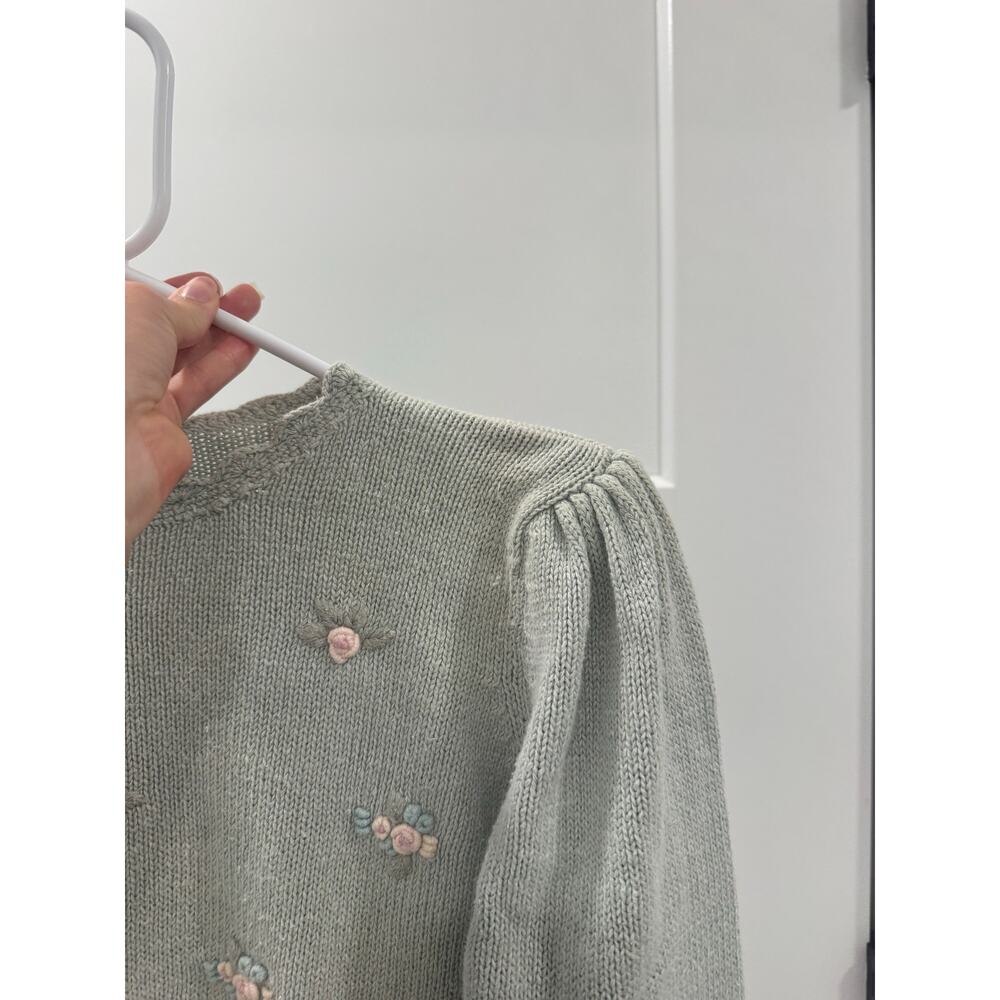 Vintage CSL Pastel Floral Knit Sweater Cottagecore Grandpa Chic Size M - Picture 8 of 10